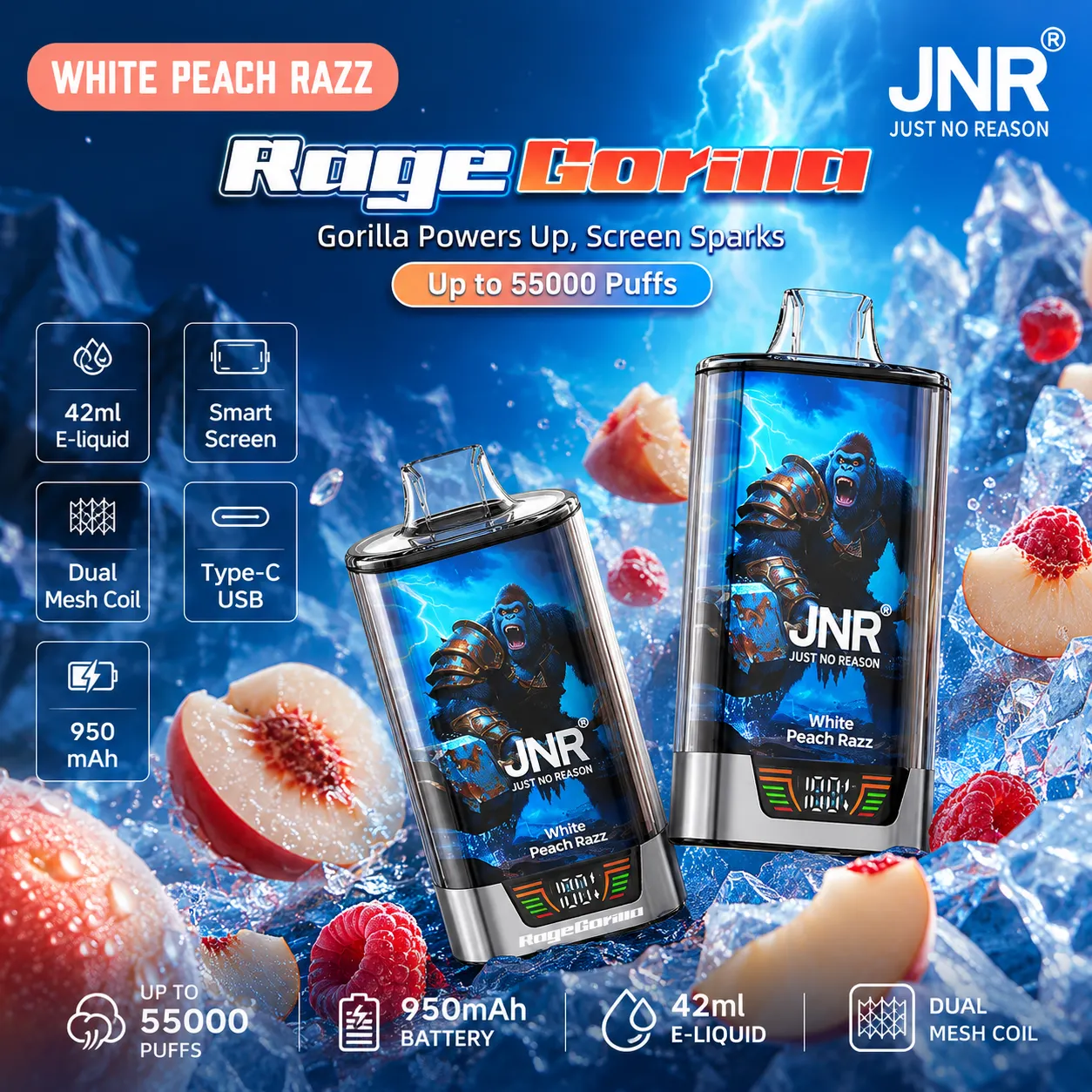 JNR Rage Gorilla Vape | 55000 Puffs (50 PCS)