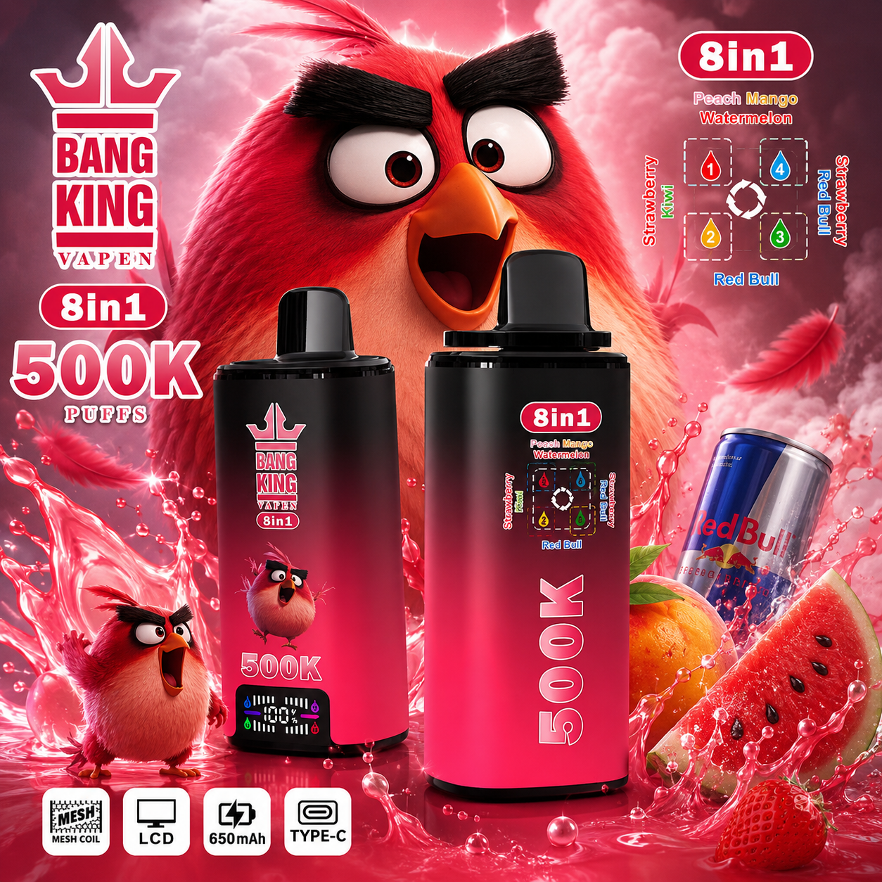 【New Arrive】Bang King 500K:8-in-1 Flavors Vape