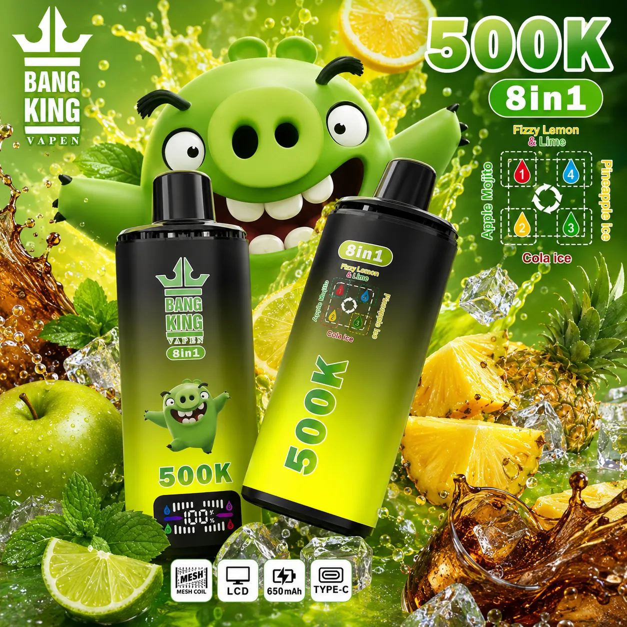 【New Arrive】Bang King 500K:8-in-1 Flavors Vape - immagine 6