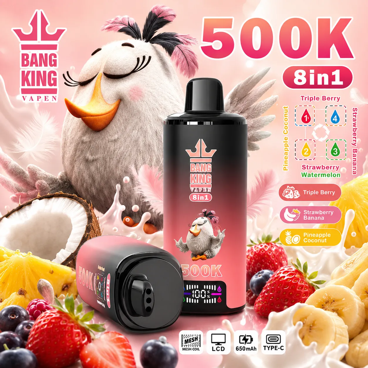 【New Arrive】Bang King 500K:8-in-1 Flavors Vape(10PCS) - immagine 10