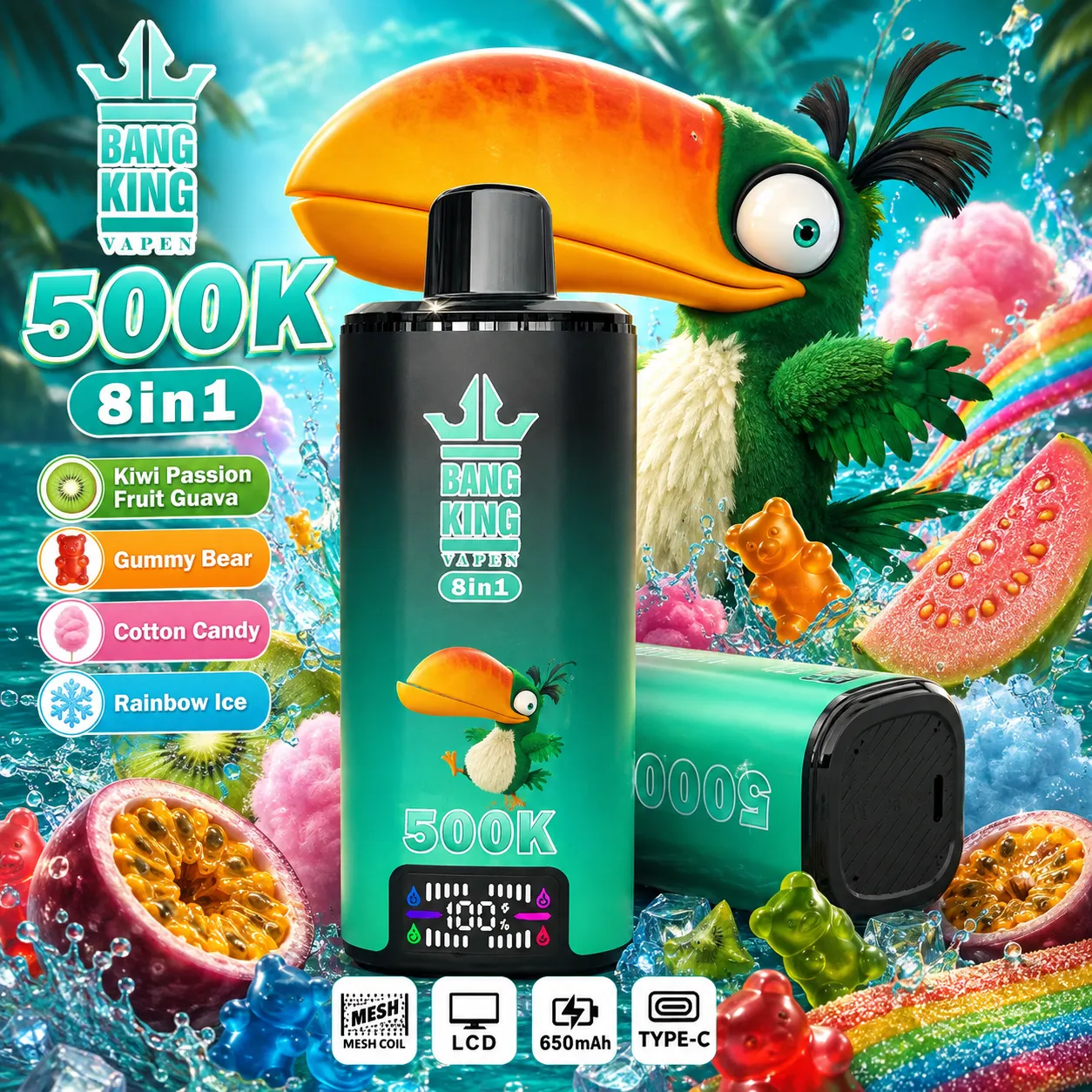 【New Arrive】Bang King 500K:8-in-1 Flavors Vape - immagine 8