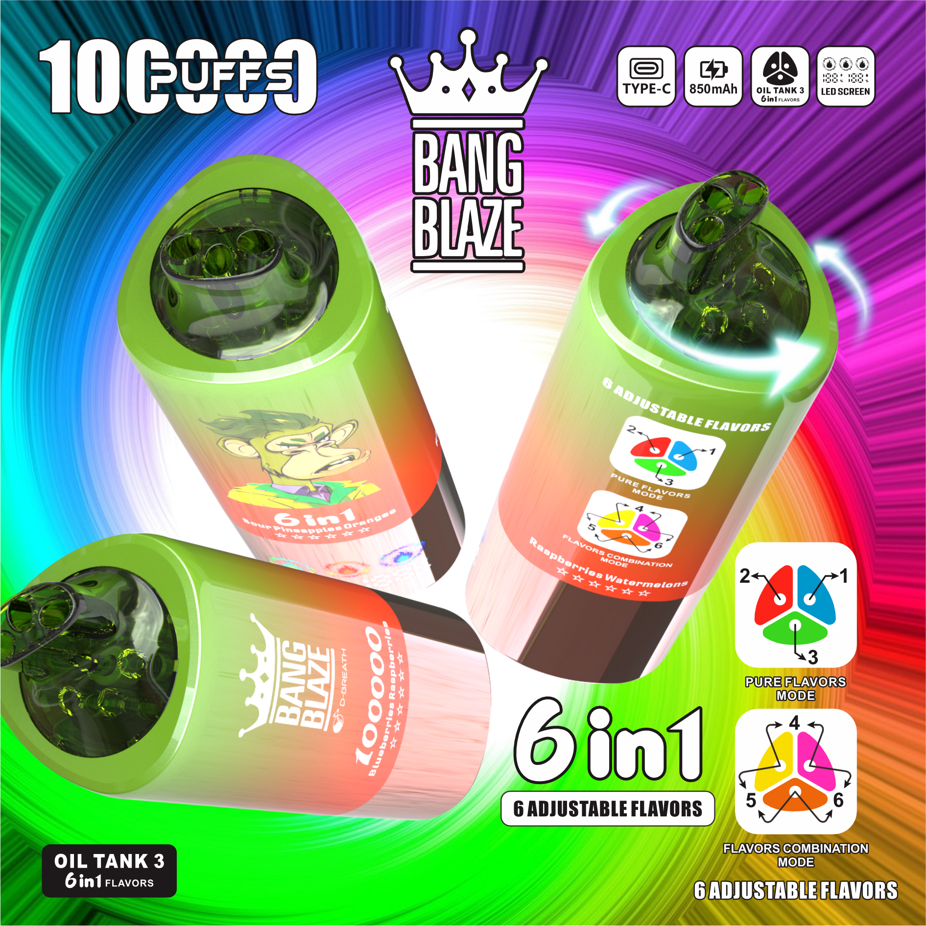 Bang Blaze 100000 100K Puffs 6 in 1(10PCS)EU - immagine 2