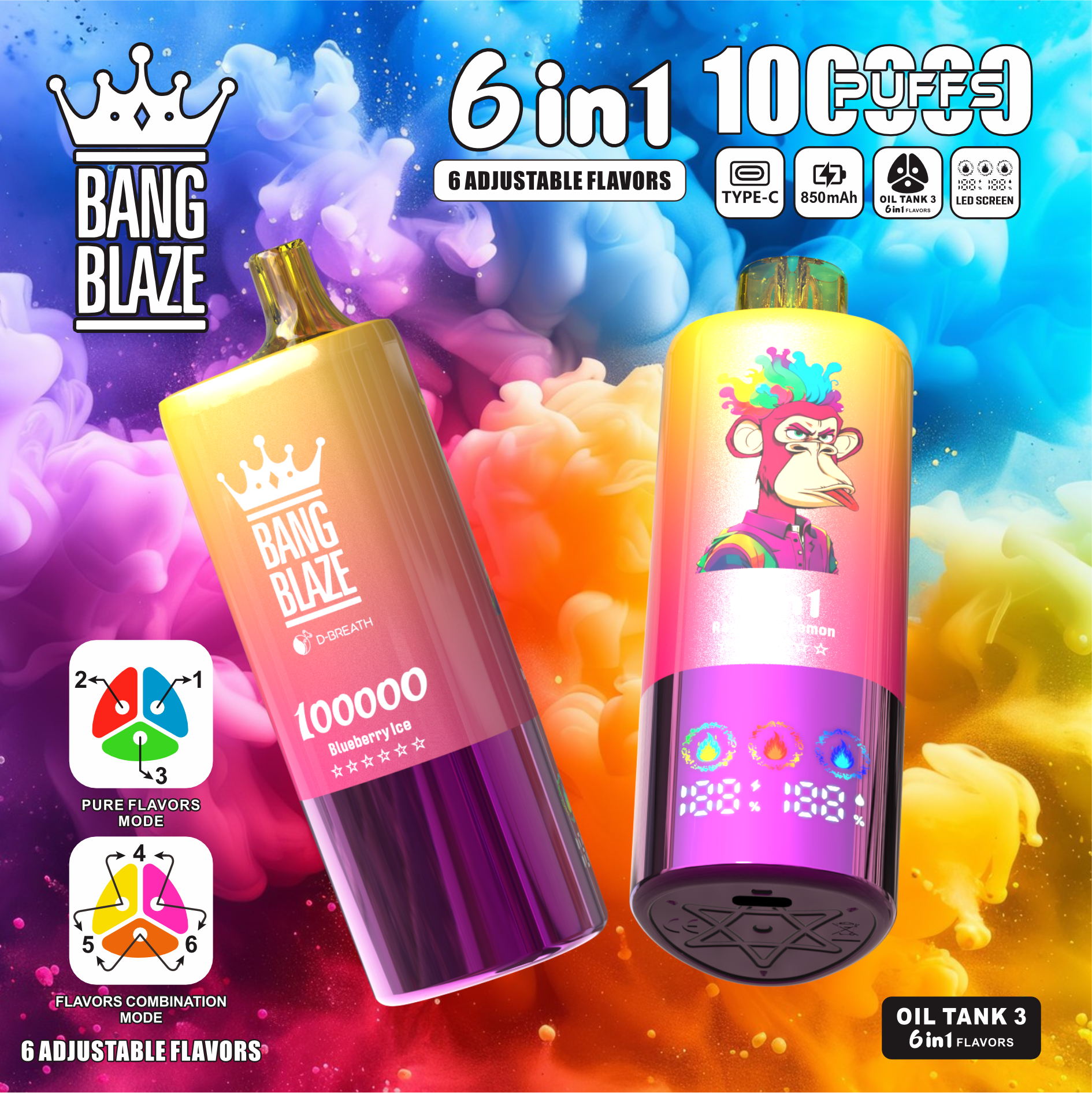 Bang Blaze 100000 100K Puffs 6 in 1(10PCS)EU - immagine 3