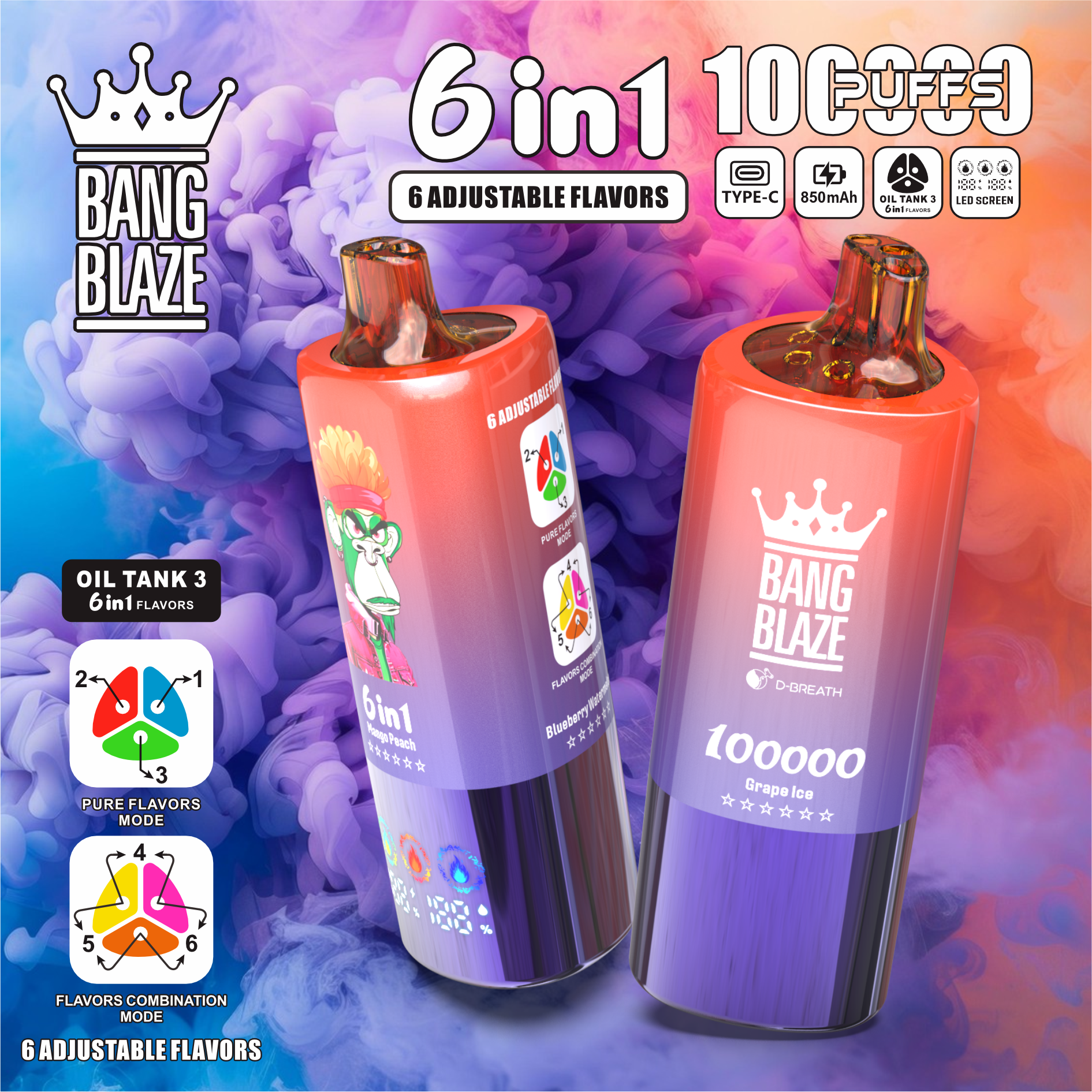 Bang Blaze 100000 100K Puffs 6 in 1(10PCS)EU - immagine 4