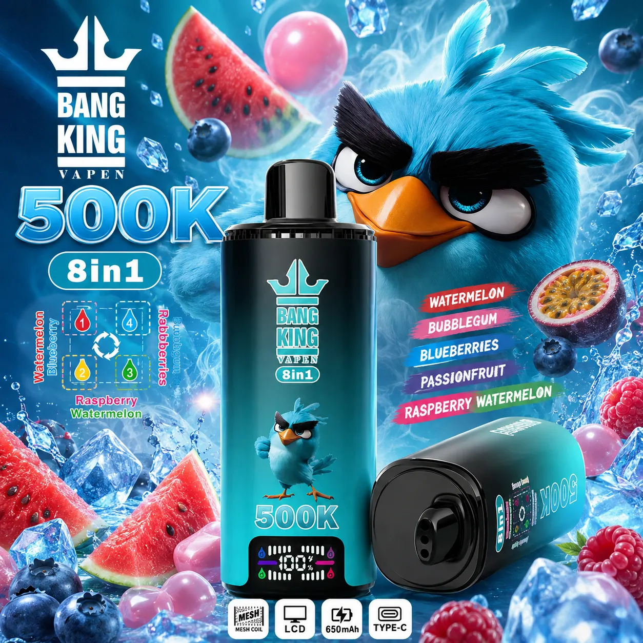 【New Arrive】Bang King 500K:8-in-1 Flavors Vape(10PCS) - immagine 12