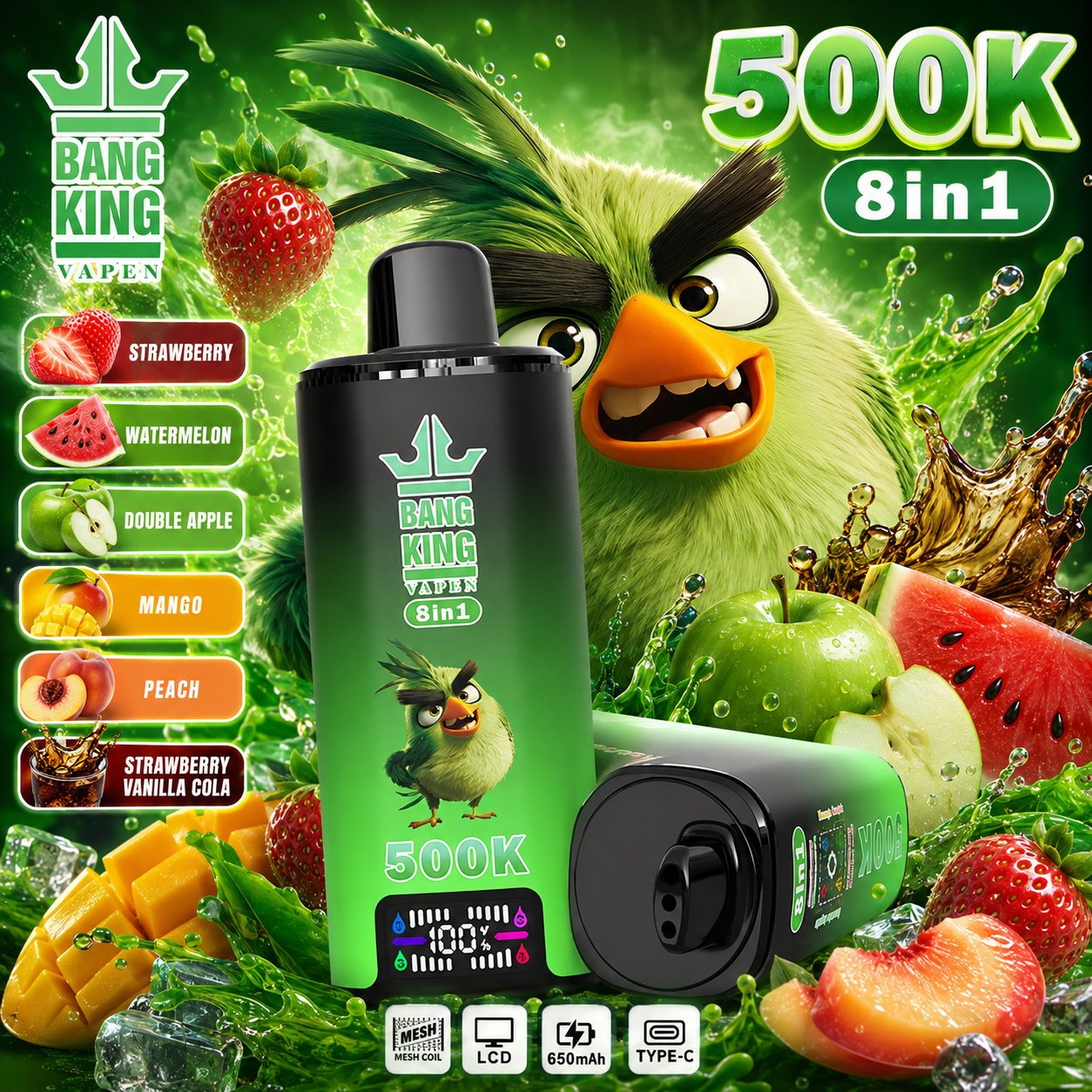 【New Arrive】Bang King 500K:8-in-1 Flavors Vape(10PCS) - immagine 7