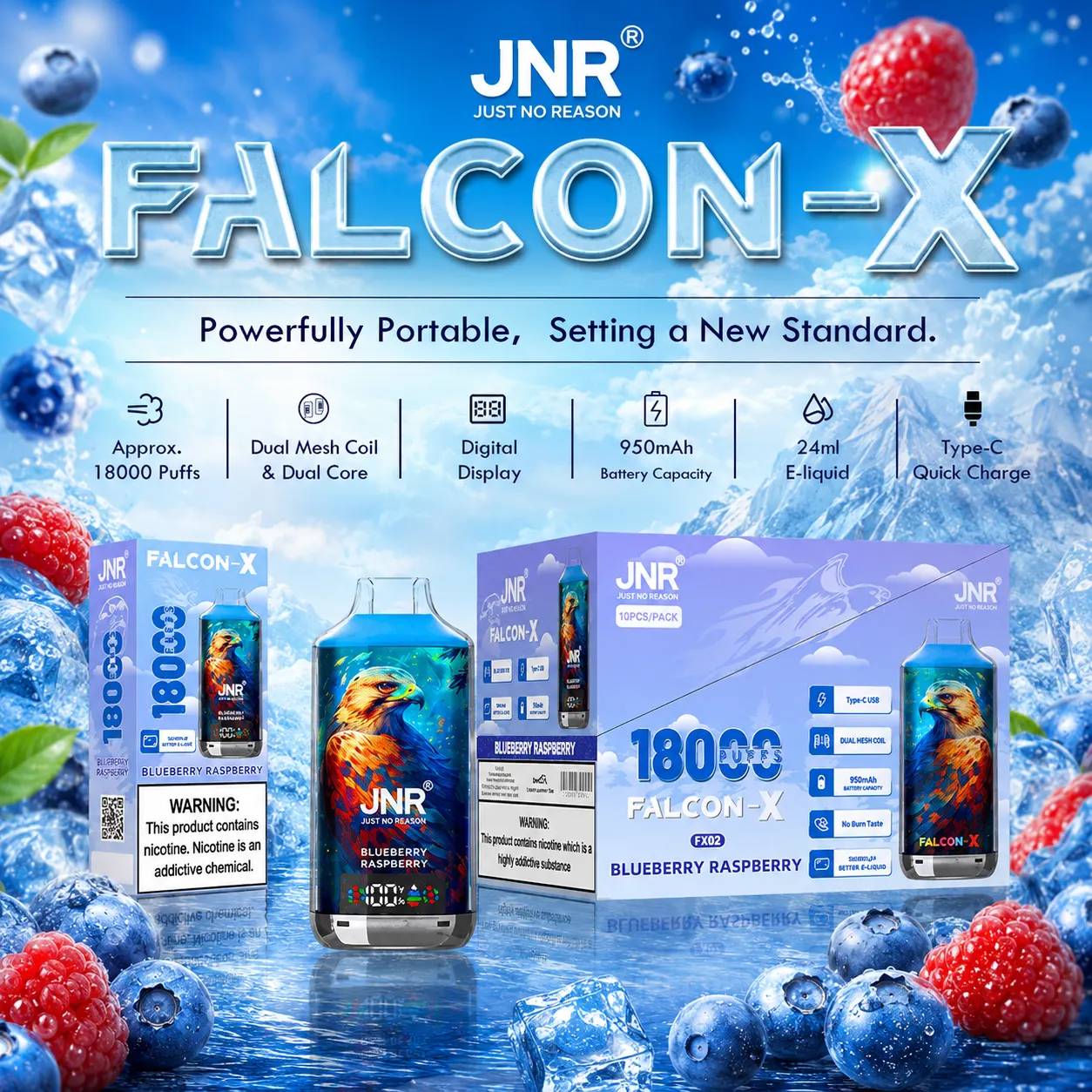 JNR Falcon X Vape | 18000 Puffs (50 PCS) - immagine 10
