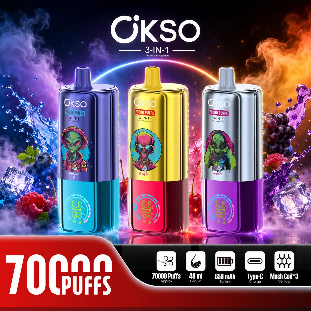 OKSO 3in1 70K Disposable Vape(10PCS) - immagine 7