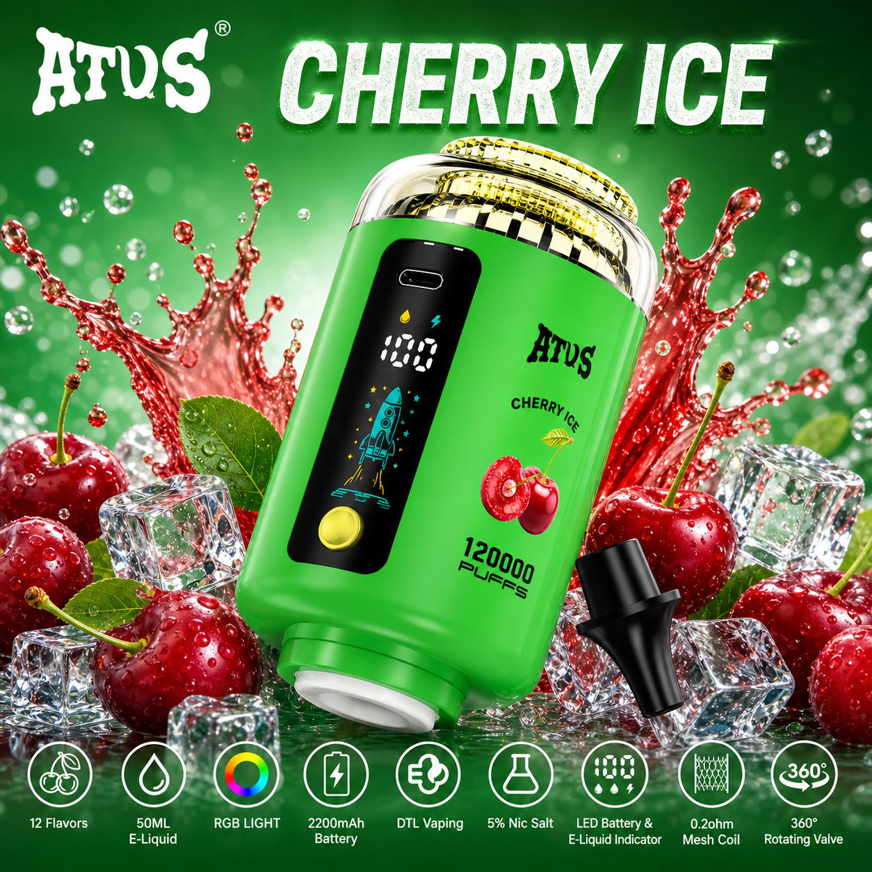 ATVS Hookah Head DTL 120K Vape | 120000 Puffs - immagine 10
