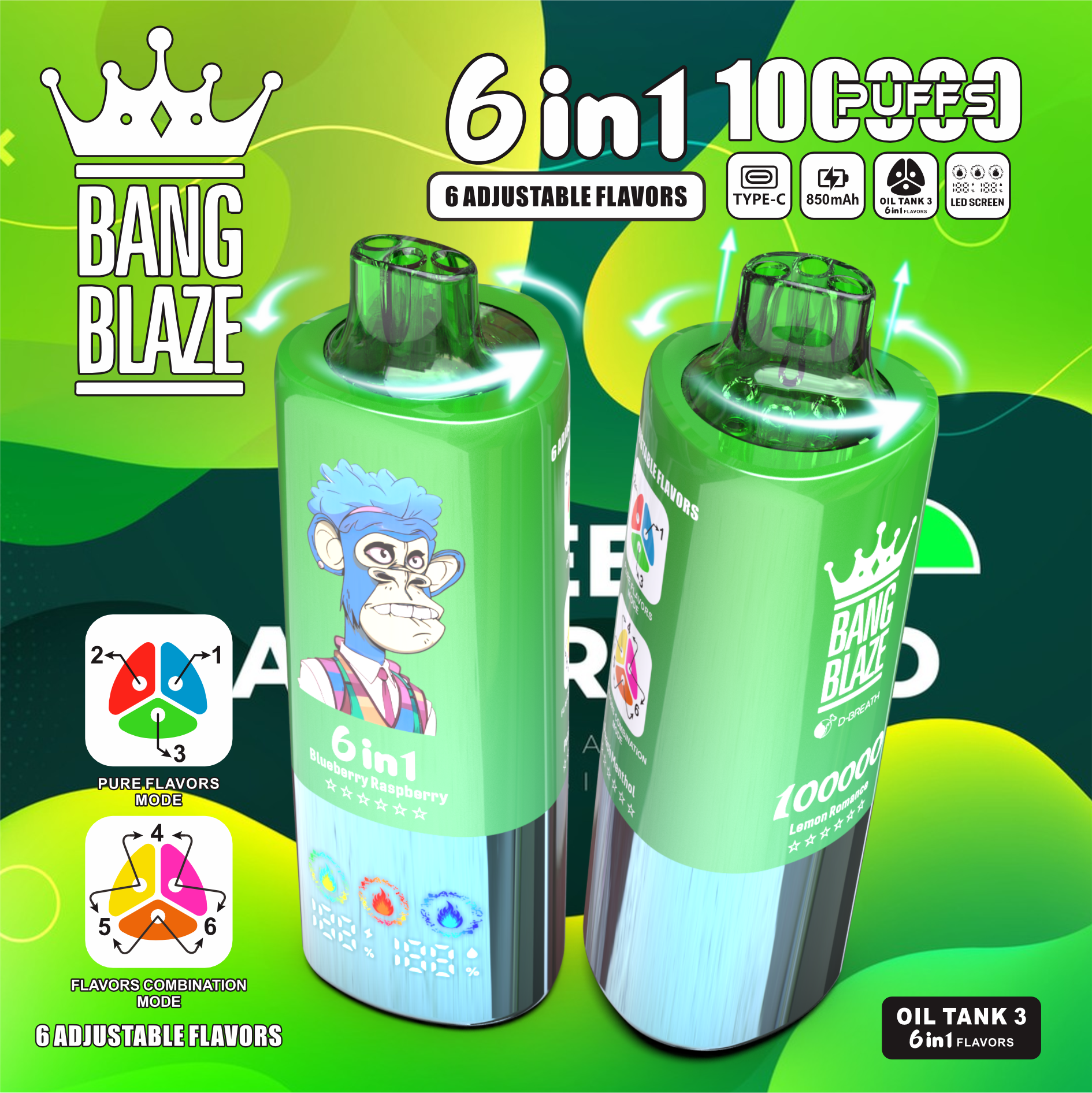 Bang Blaze 100000 100K Puffs 6 in 1(10PCS)EU - immagine 5