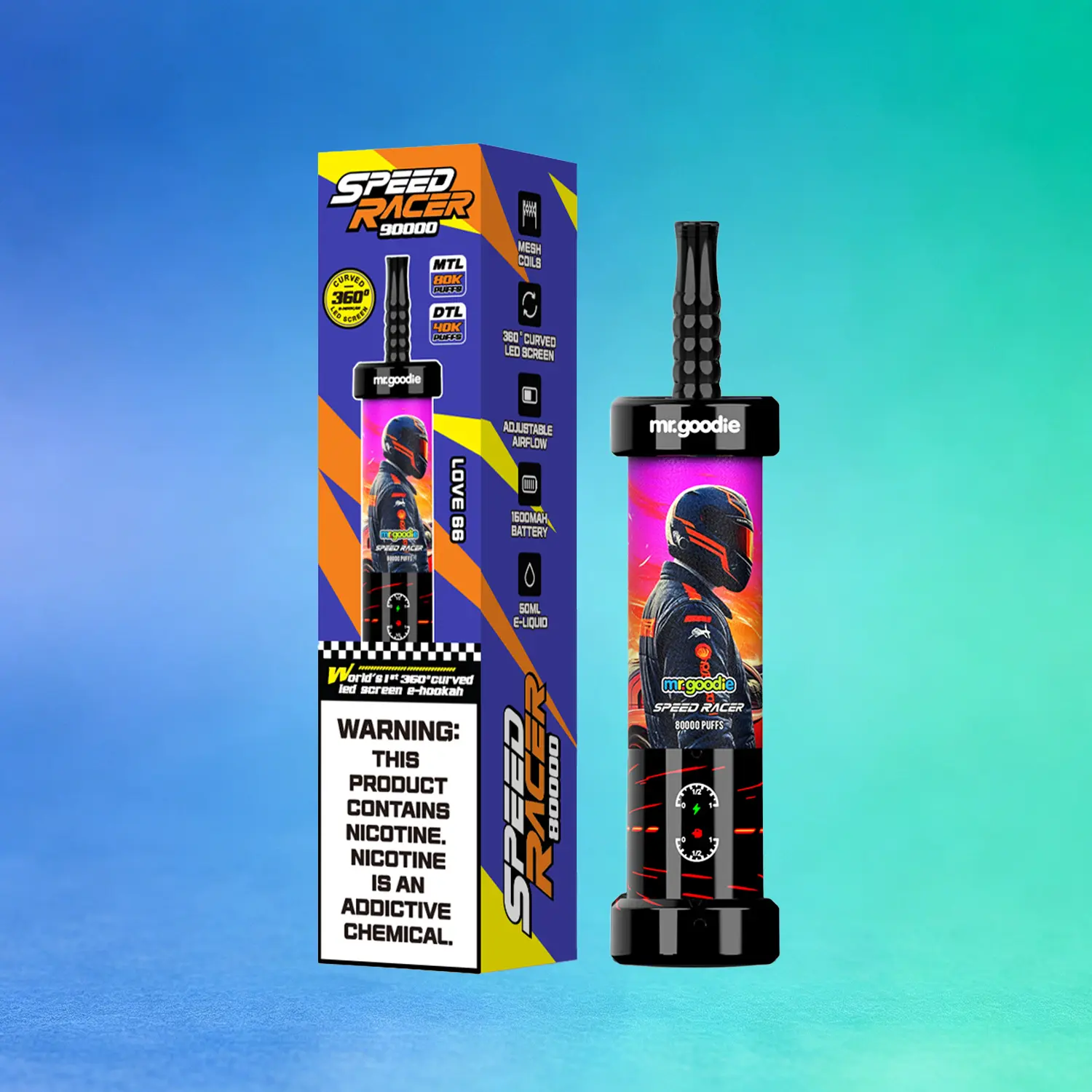 Mr. Goodie Speed Racer 80K 80000 Puffs Disposable Vape Dual Mode Rechargeable LED Display E-Cigarette - immagine 5