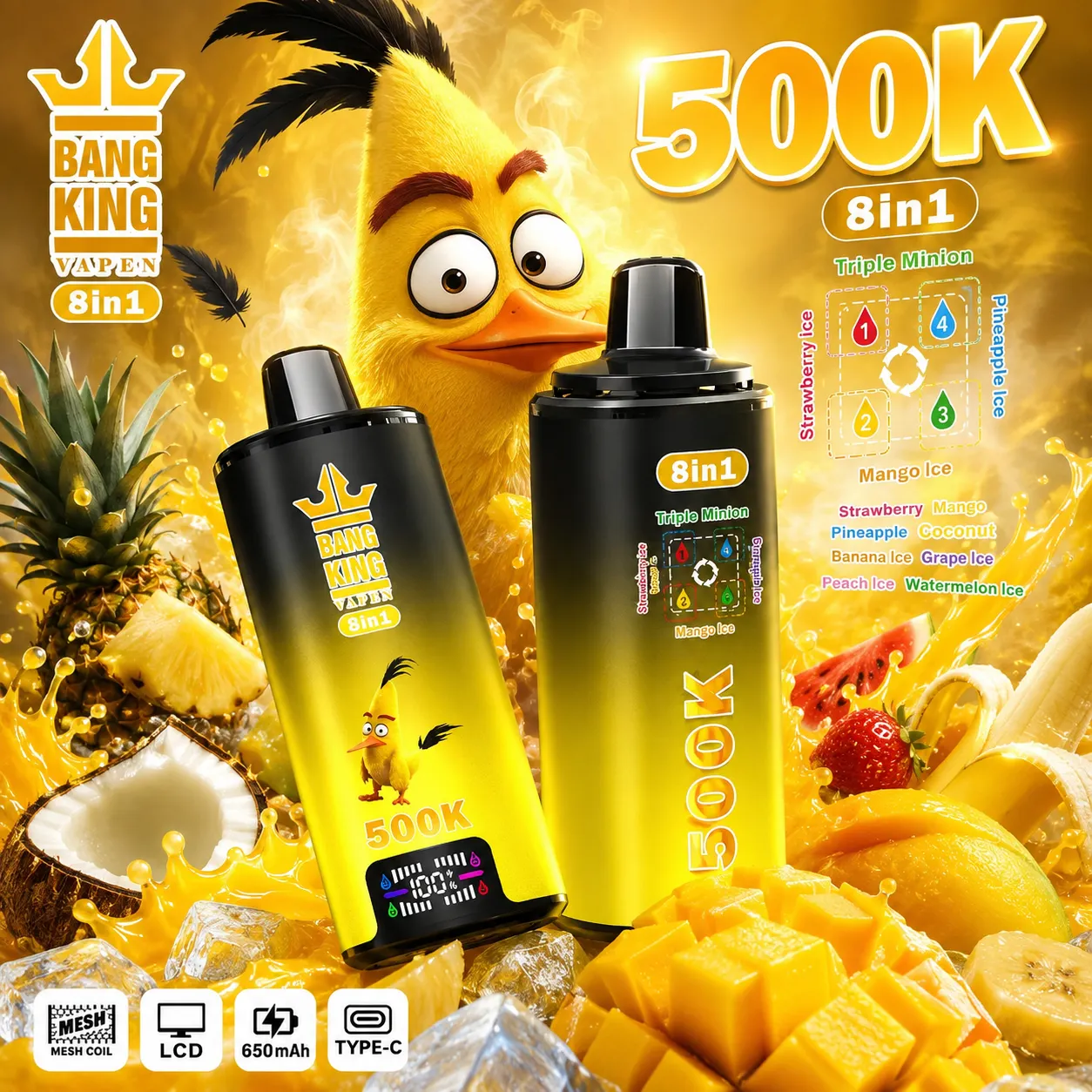 【New Arrive】Bang King 500K:8-in-1 Flavors Vape(10PCS) - immagine 3