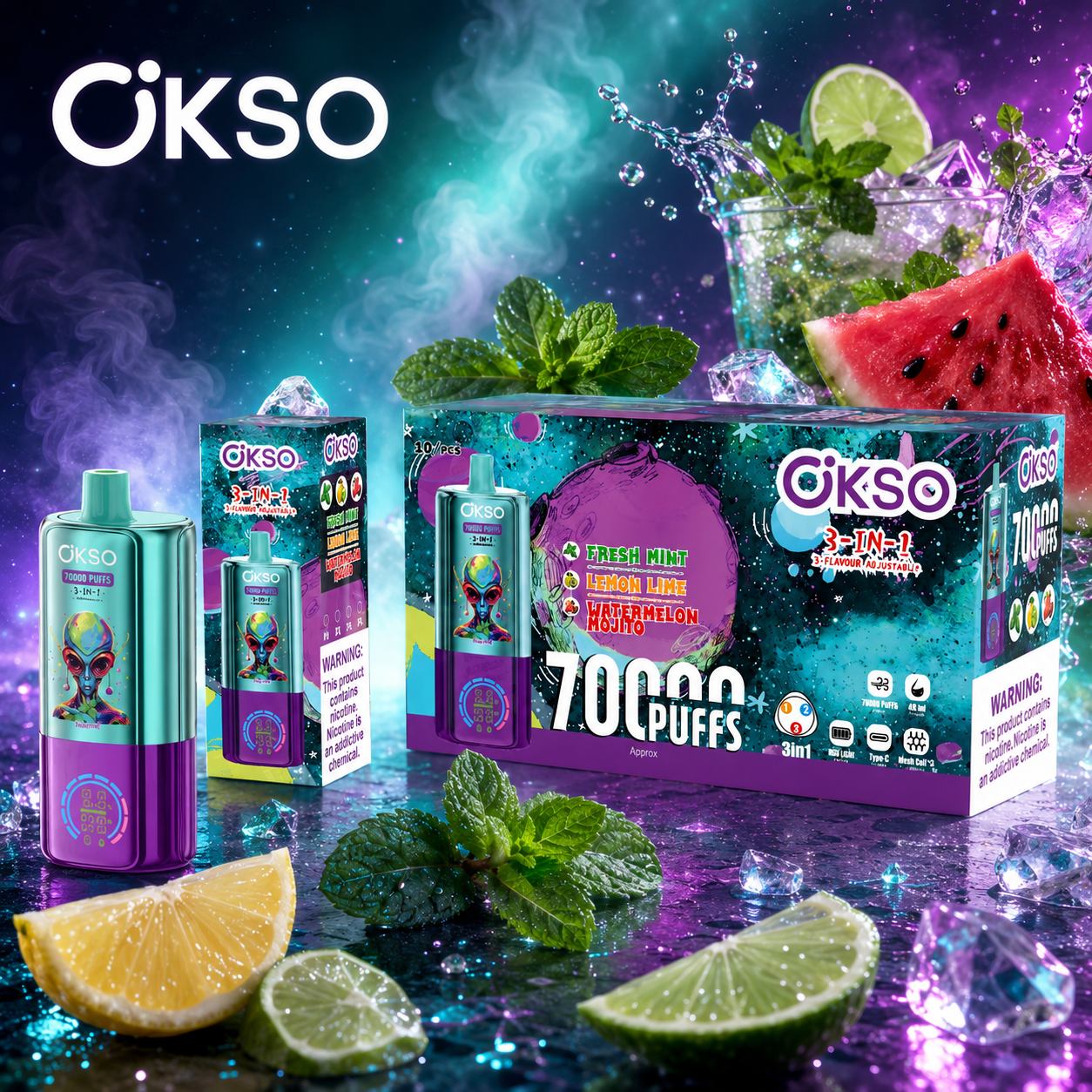 OKSO 3in1 70K Disposable Vape(10PCS) - immagine 4