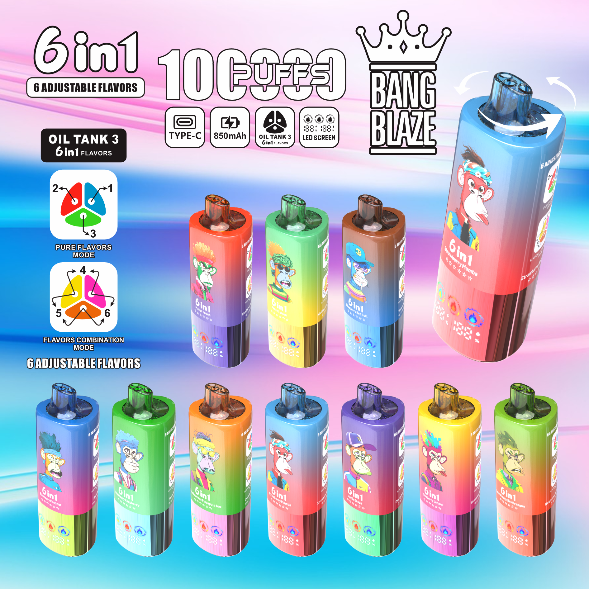 Bang Blaze 100000 100K Puffs 6 in 1(10PCS)EU