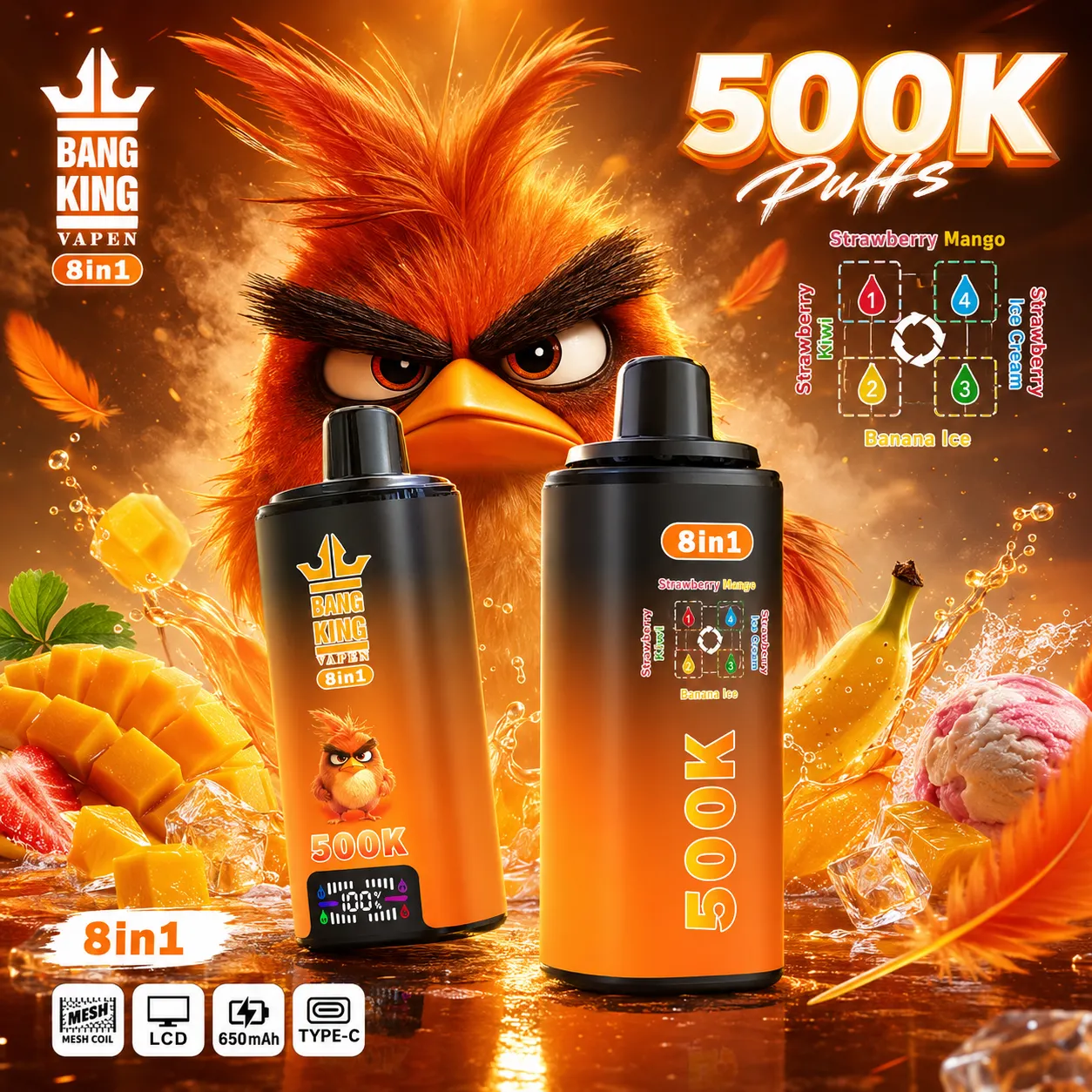 【New Arrive】Bang King 500K:8-in-1 Flavors Vape - immagine 4