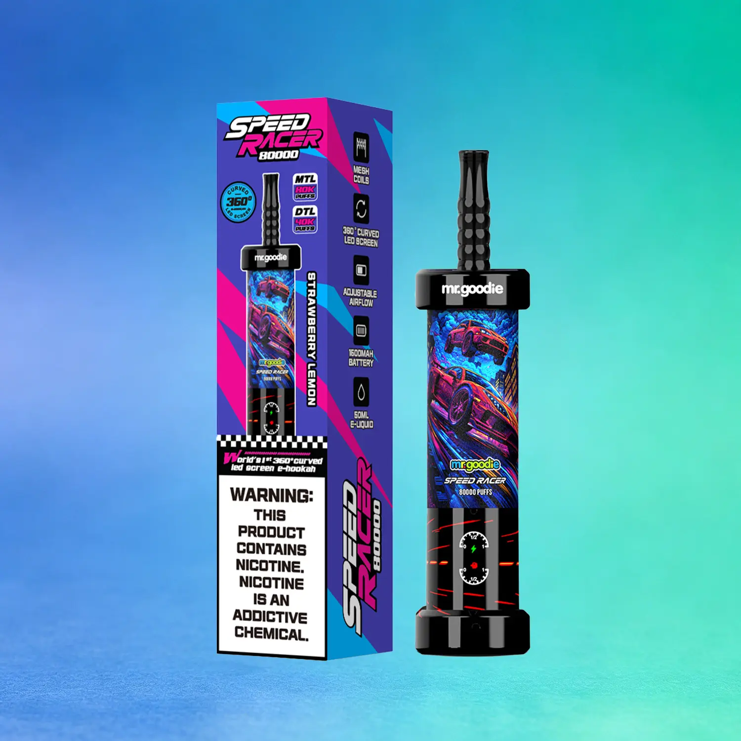 Mr. Goodie Speed Racer 80K 80000 Puffs Disposable Vape Dual Mode Rechargeable LED Display E-Cigarette - immagine 3