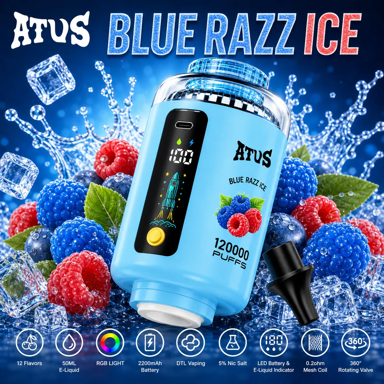 ATVS Hookah Head DTL 120K Vape | 120000 Puffs - immagine 6